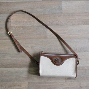 Dooney & Bourke Vintage Cream Cognac Leather Crossbody Purse